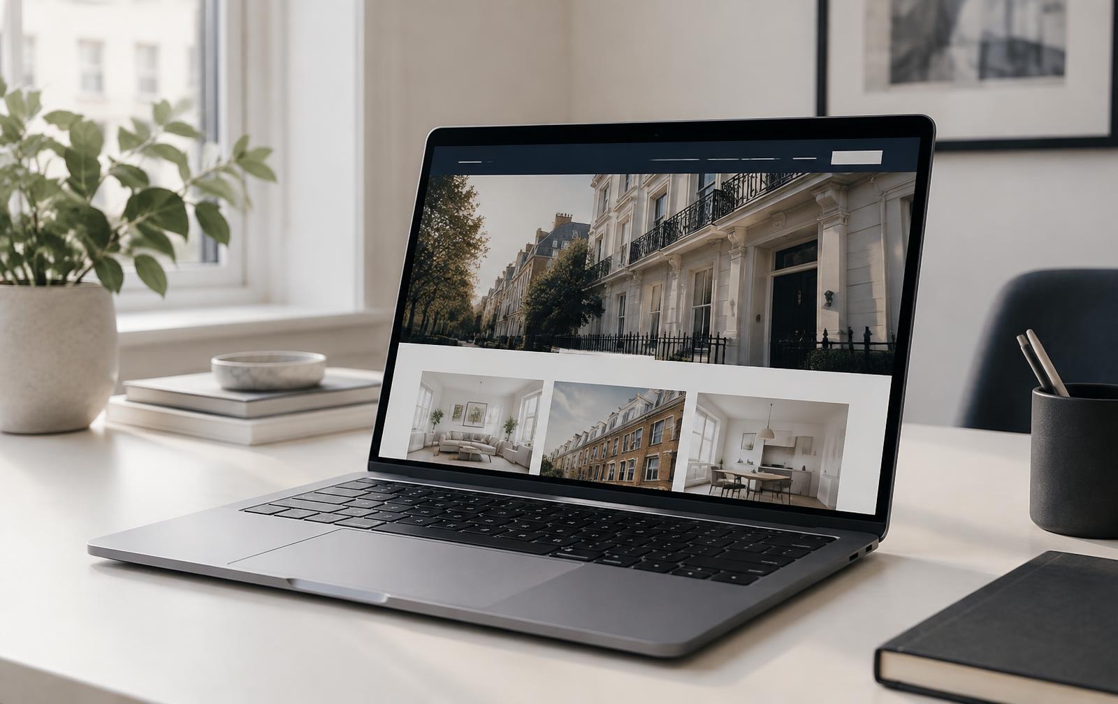 Professional property website displayed on a laptop